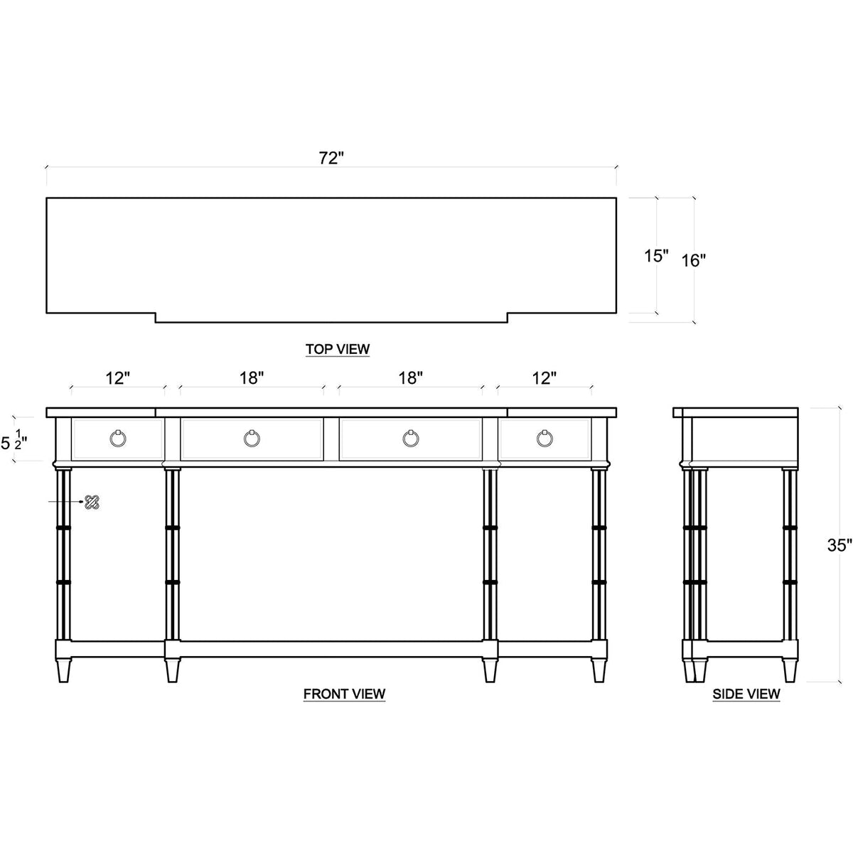 Large Regency Style Console Table - English Georgian America