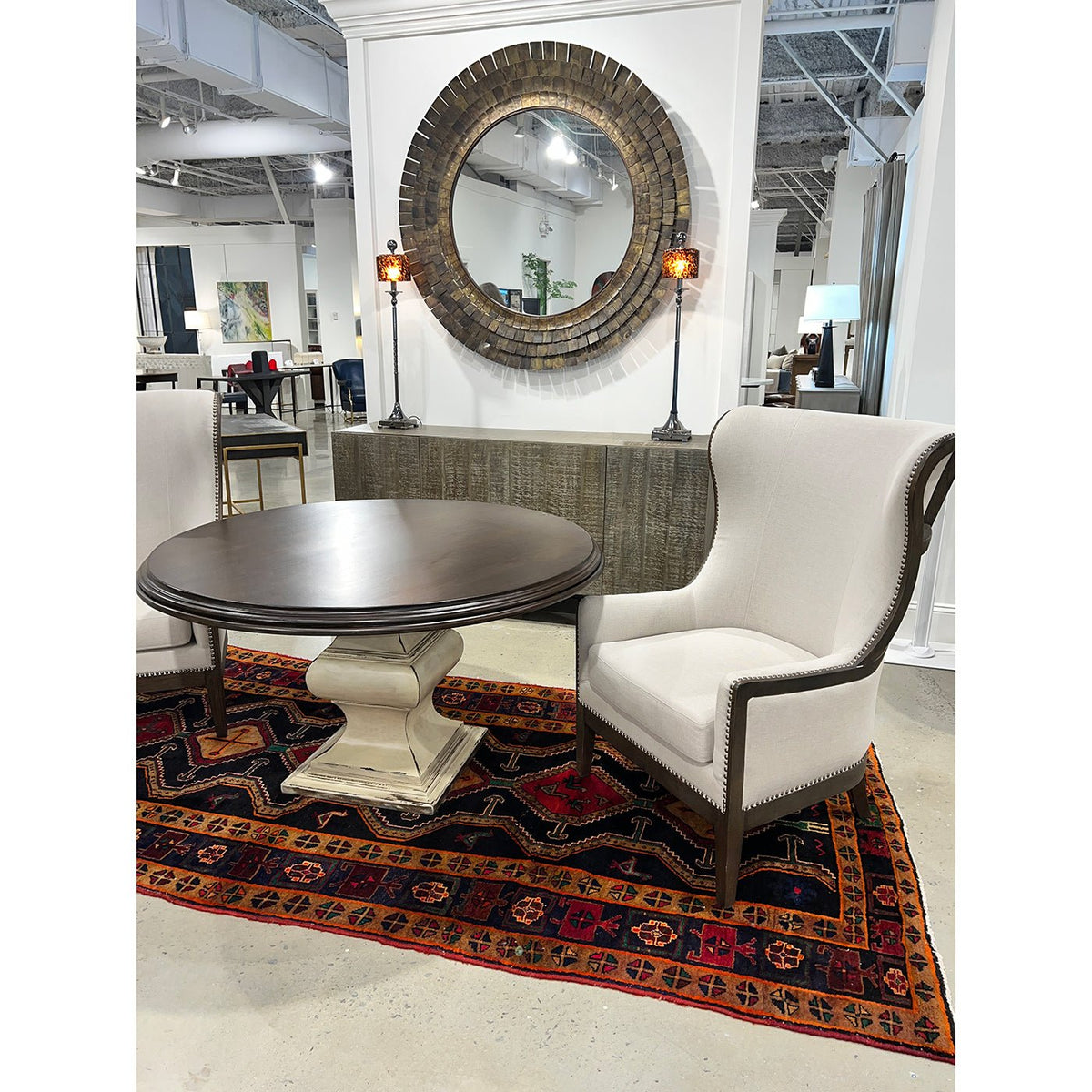 Large Round French Art Deco Mirror - English Georgian America