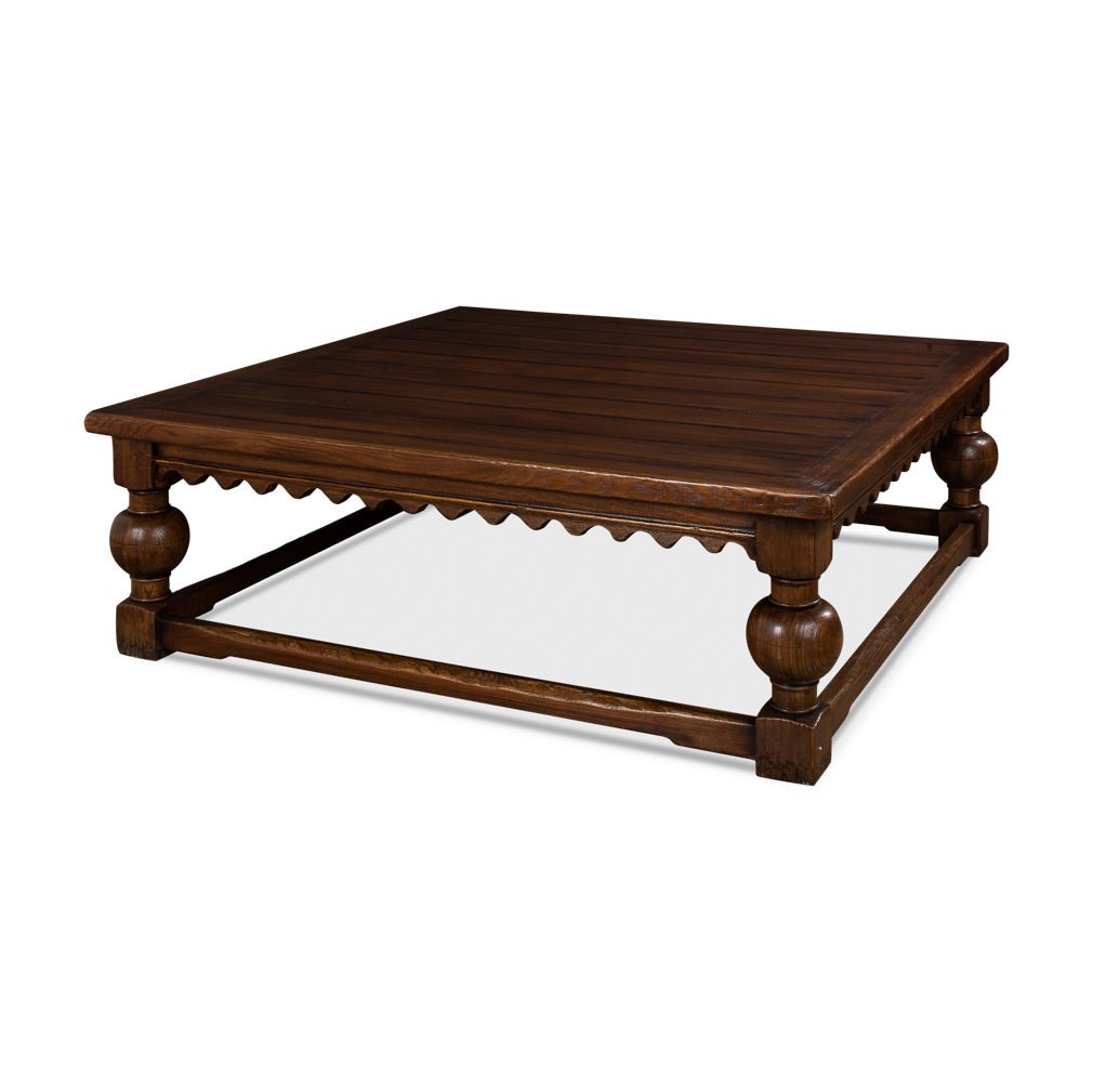 Large Rustic Square Coffee Table - English Georgian America