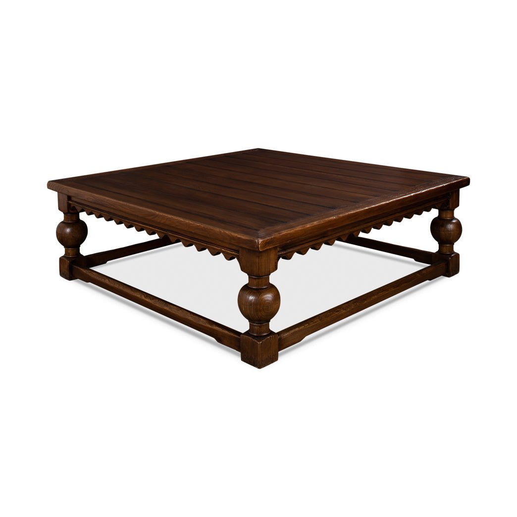 Large Rustic Square Coffee Table - English Georgian America