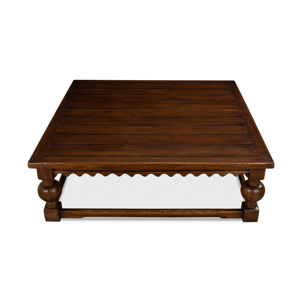 Large Rustic Square Coffee Table - English Georgian America