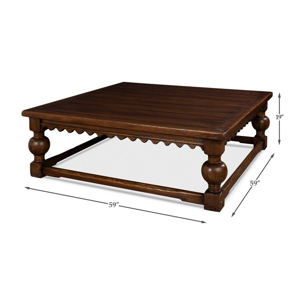 Large Rustic Square Coffee Table - English Georgian America