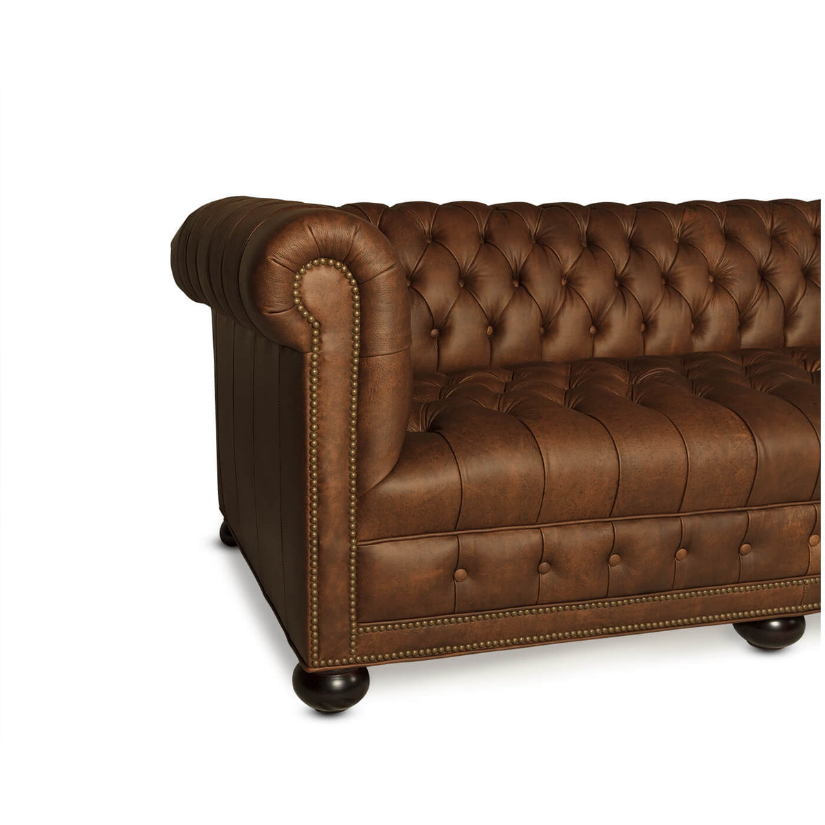 Leather 4 Seater Chesterfield Sofa - English Georgian America