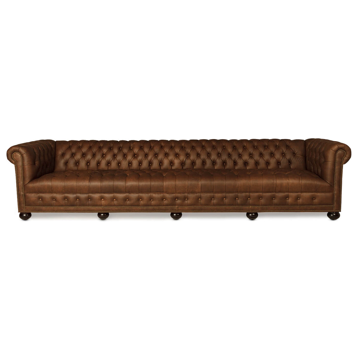 Leather 4 Seater Chesterfield Sofa - English Georgian America