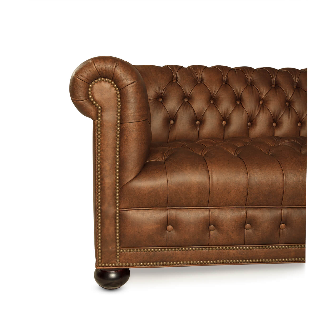 Leather 4 Seater Chesterfield Sofa - English Georgian America