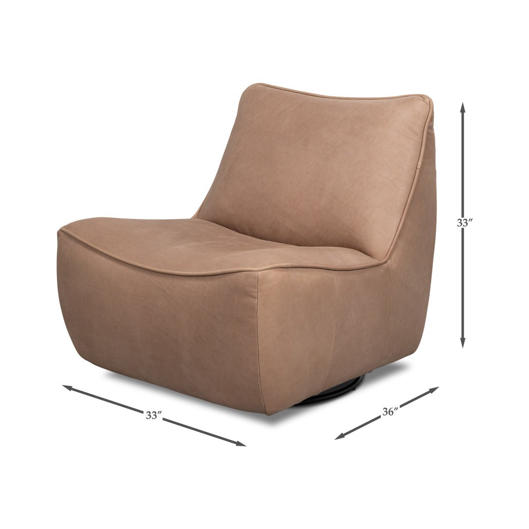 Leather Swivel Slipper Chair - English Georgian America