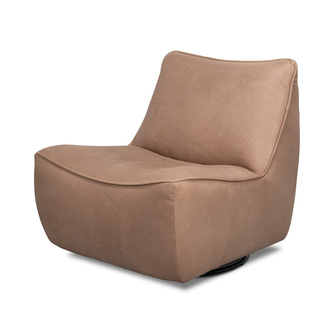 Leather Swivel Slipper Chair - English Georgian America