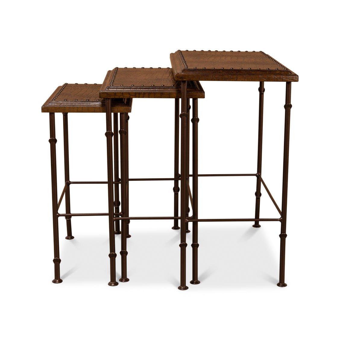 Leather Top Nest of Tables - English Georgian America