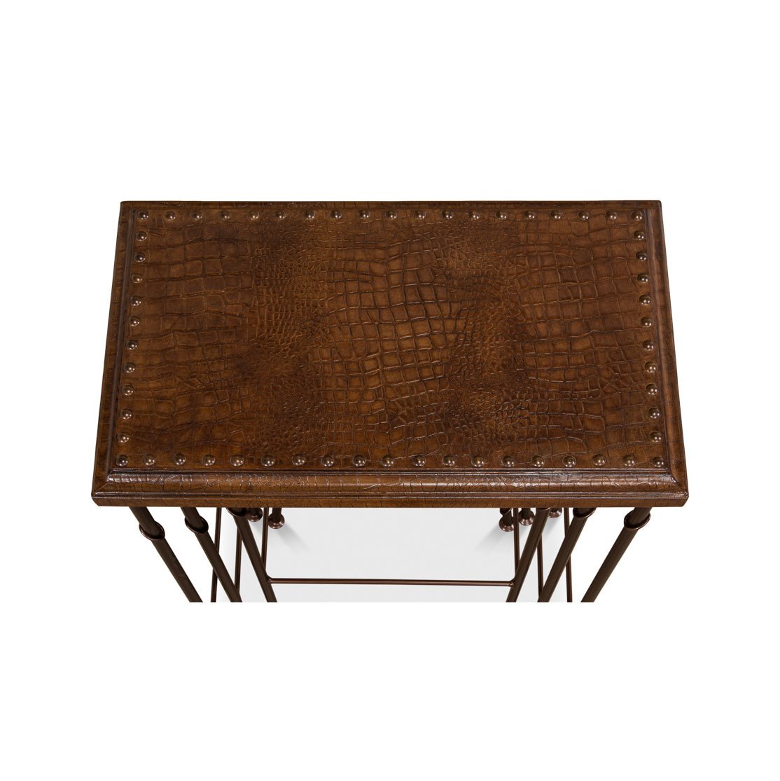 Leather Top Nest of Tables - English Georgian America