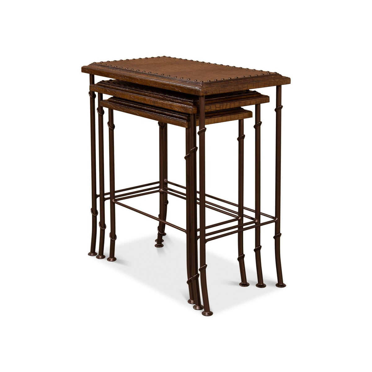 Leather Top Nest of Tables - English Georgian America