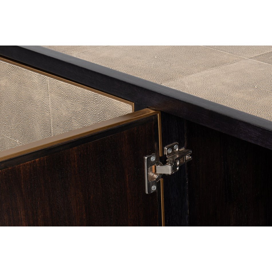 Leather Wrapped Midcentury Modern Credenza - English Georgian America