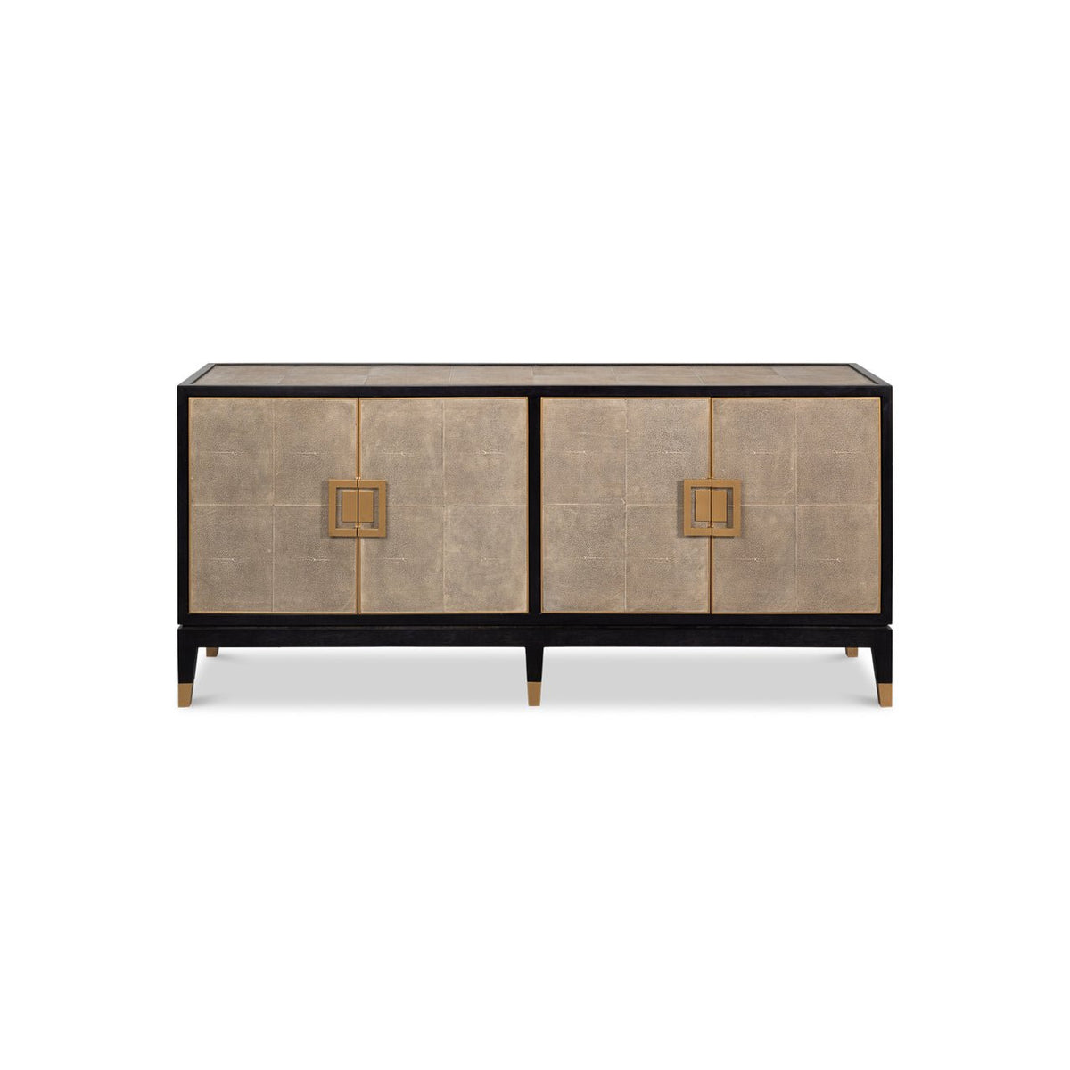 Leather Wrapped Midcentury Modern Credenza - English Georgian America