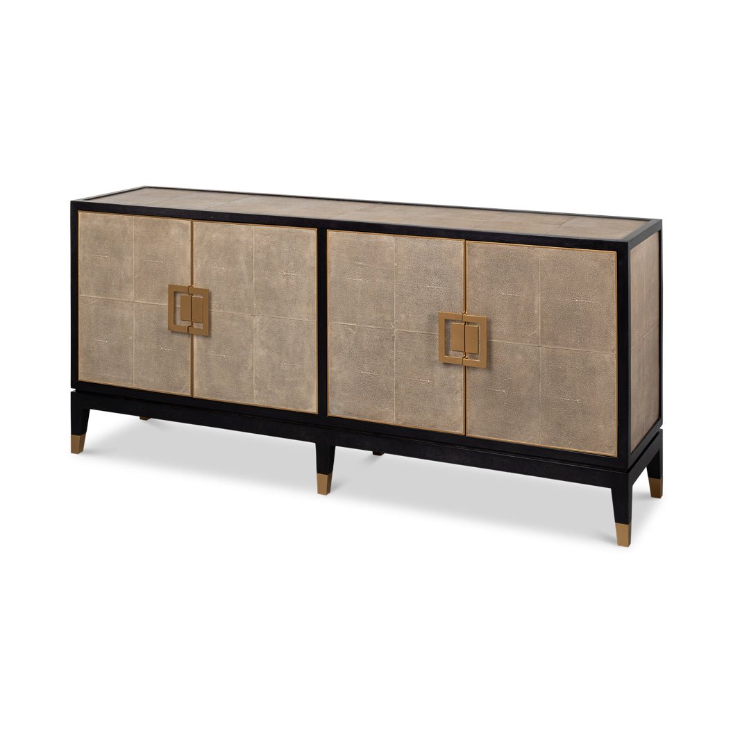 Leather Wrapped Midcentury Modern Credenza - English Georgian America