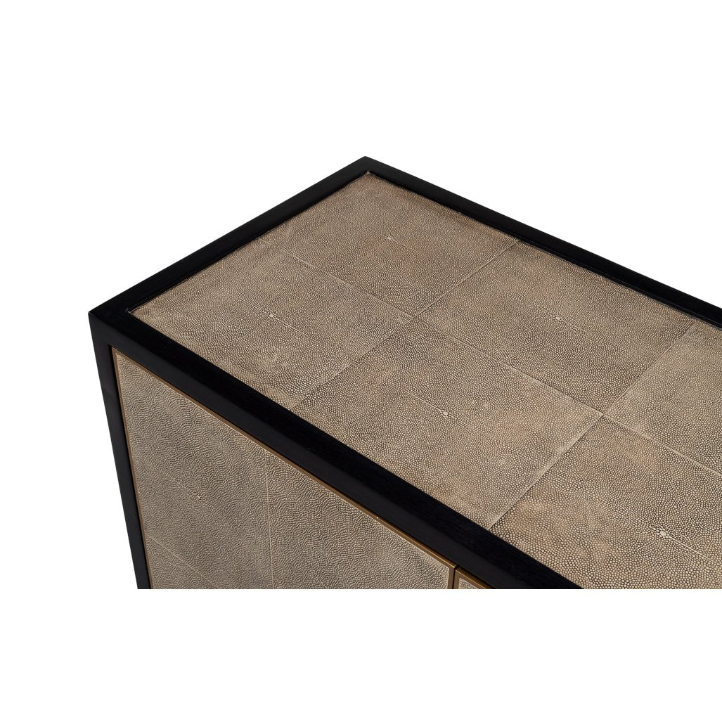 Leather Wrapped Midcentury Modern Credenza - English Georgian America