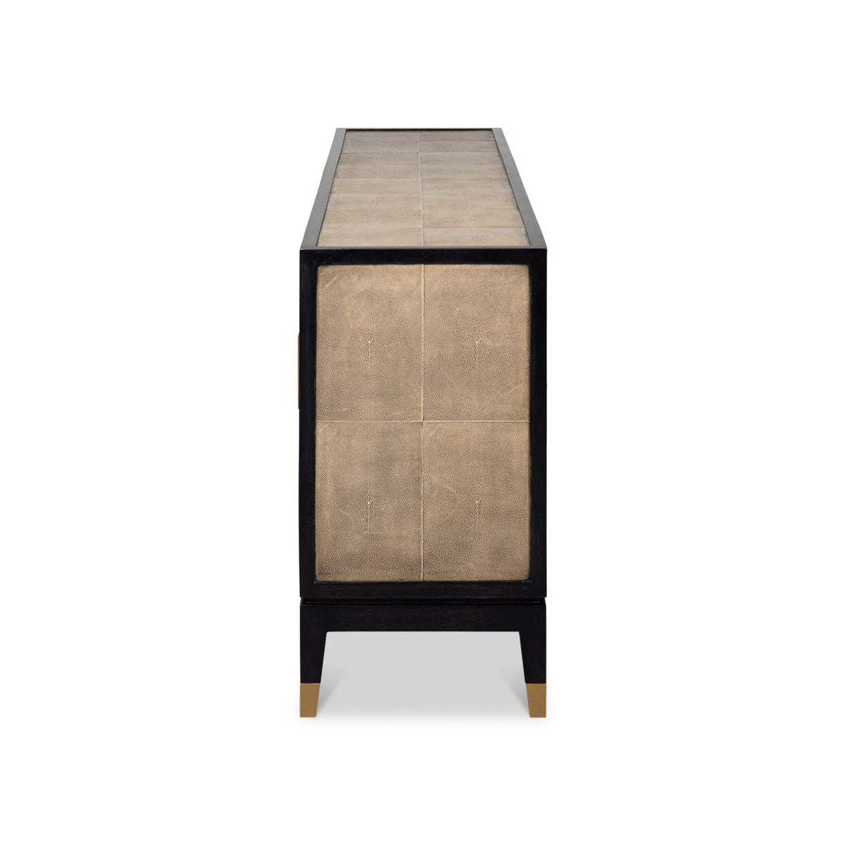 Leather Wrapped Midcentury Modern Credenza - English Georgian America