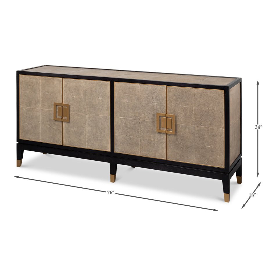 Leather Wrapped Midcentury Modern Credenza - English Georgian America