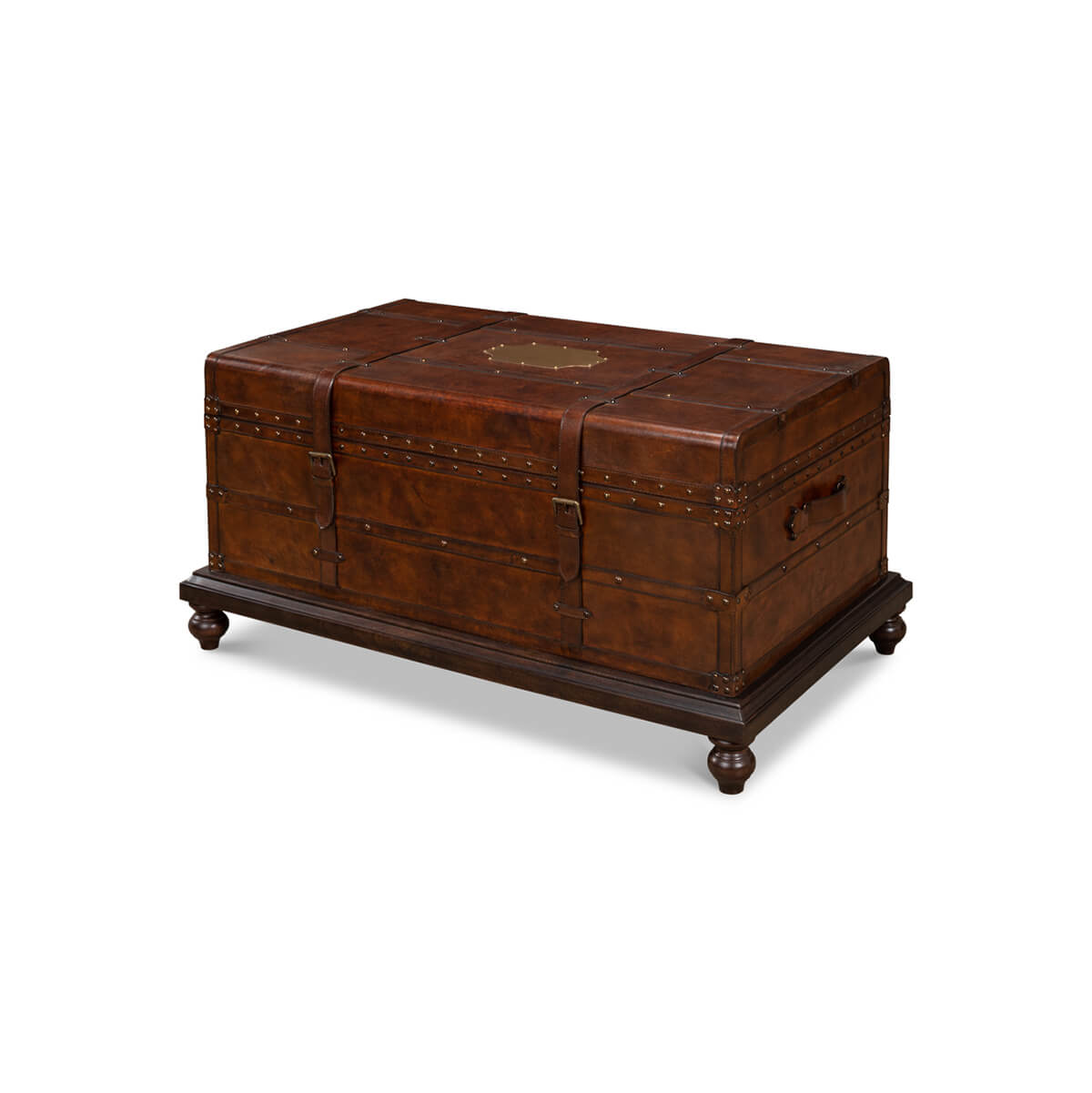 Leather Wrapped Trunk Coffee Table - English Georgian America