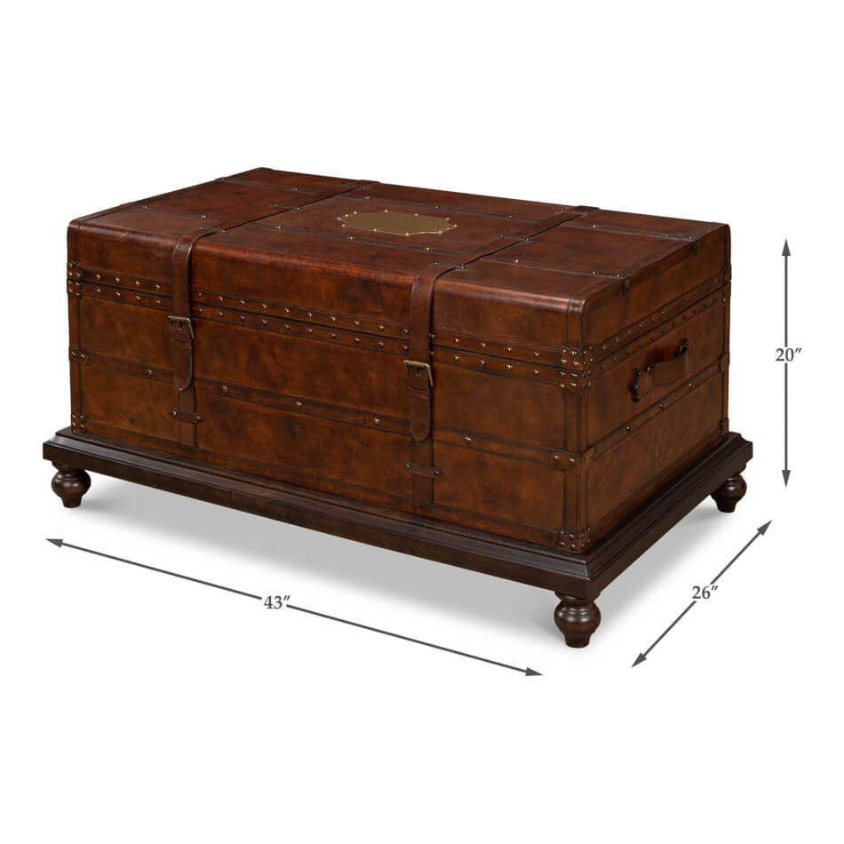 Leather Wrapped Trunk Coffee Table - English Georgian America