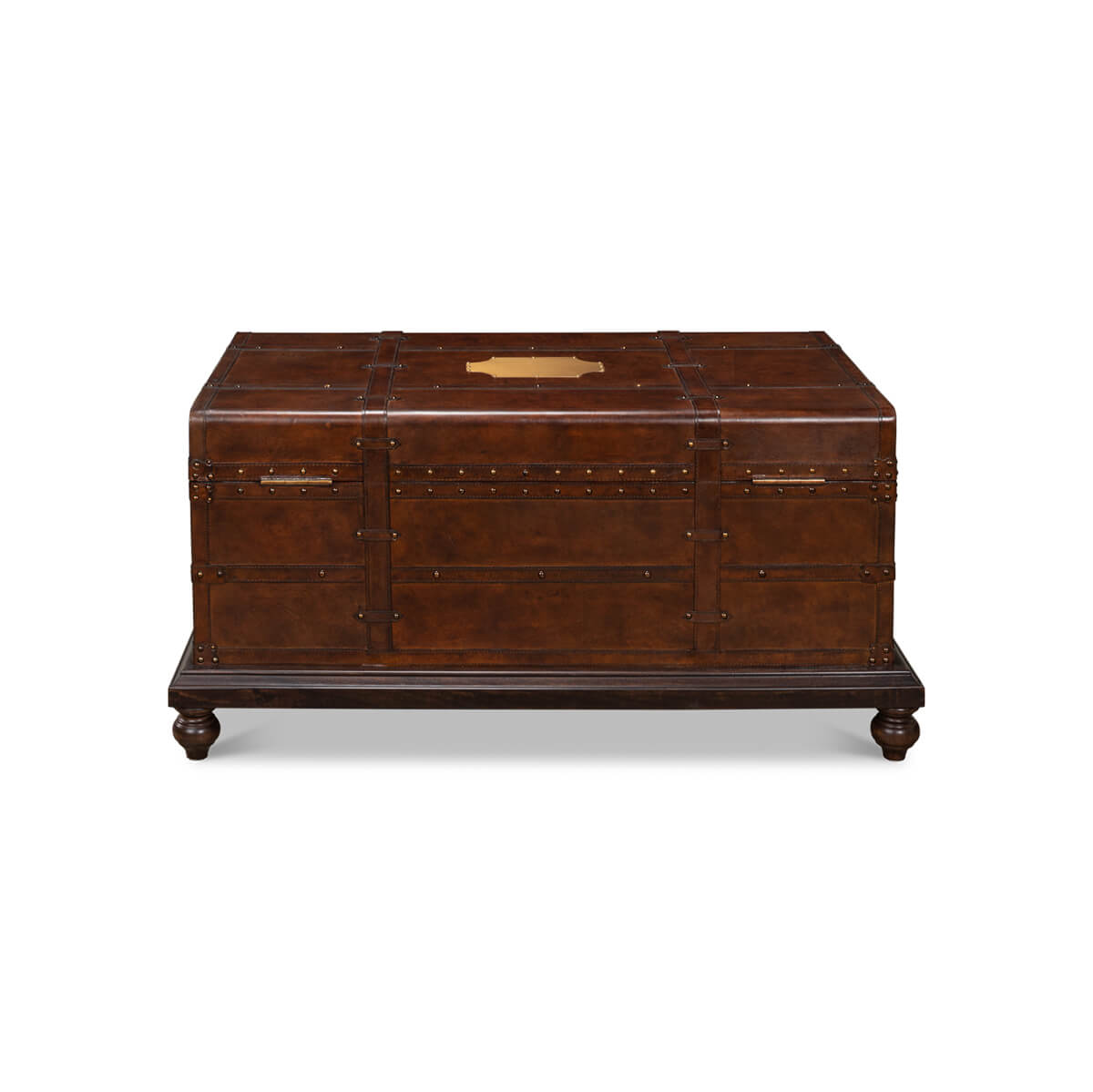 Leather Wrapped Trunk Coffee Table - English Georgian America