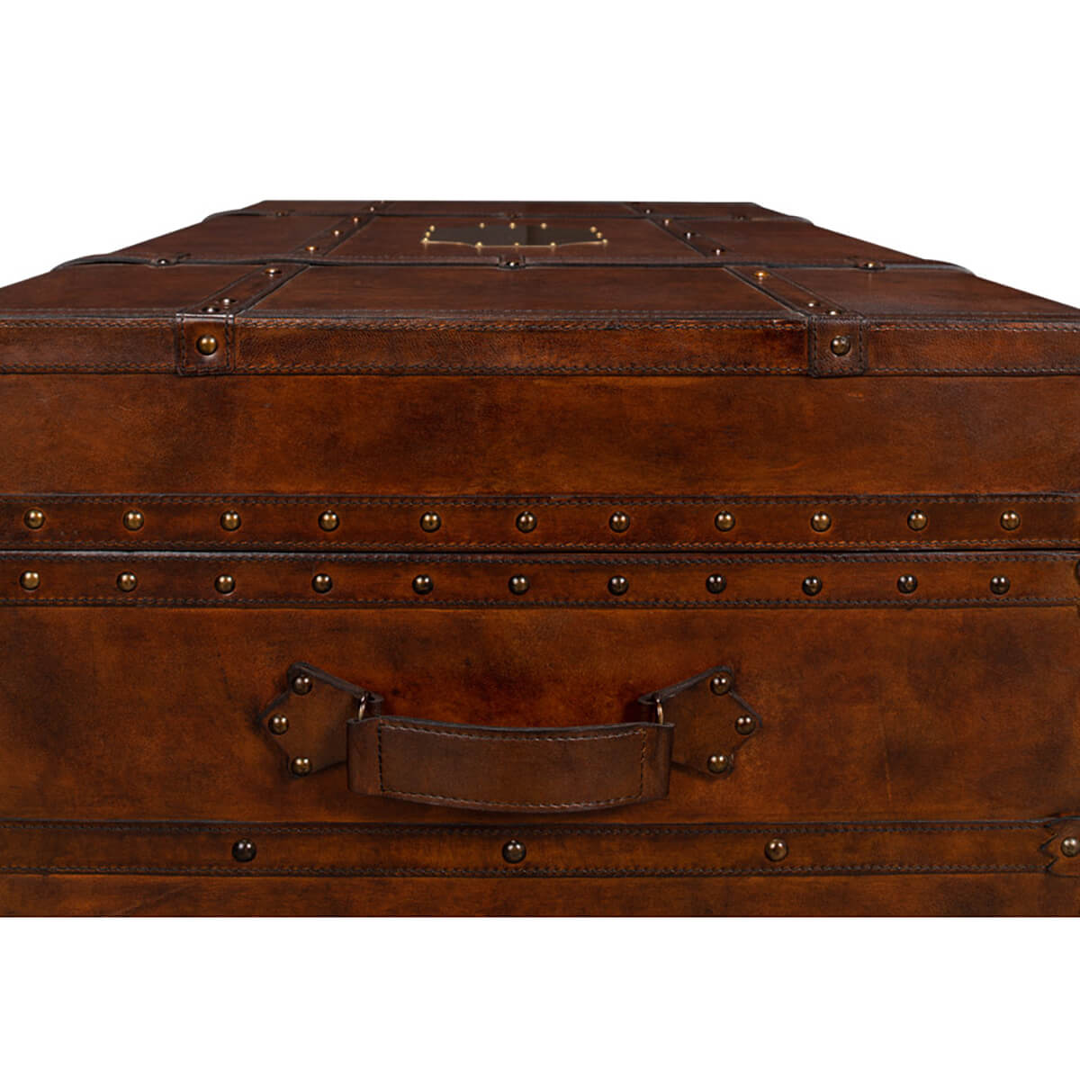 Leather Wrapped Trunk Coffee Table - English Georgian America