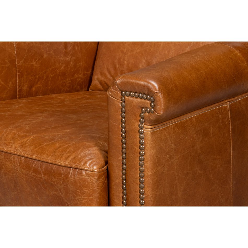 Light Brown Leather Accent Chair - English Georgian America