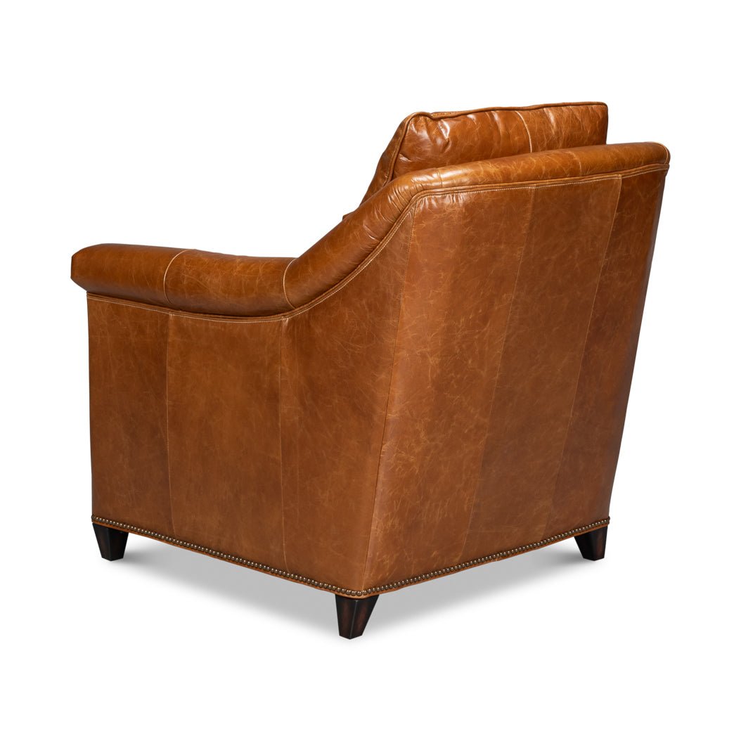 Light Brown Leather Accent Chair - English Georgian America