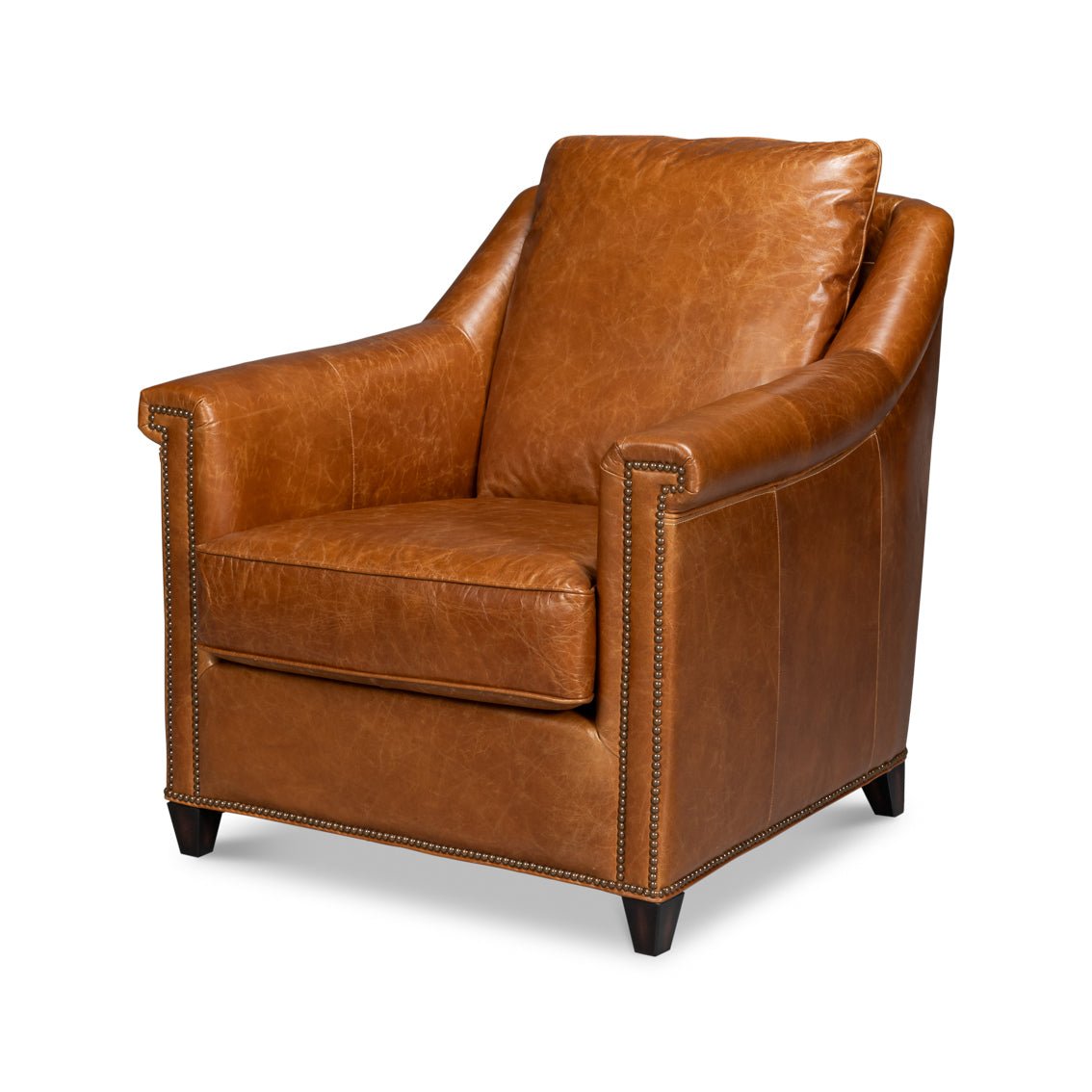 Light Brown Leather Accent Chair - English Georgian America