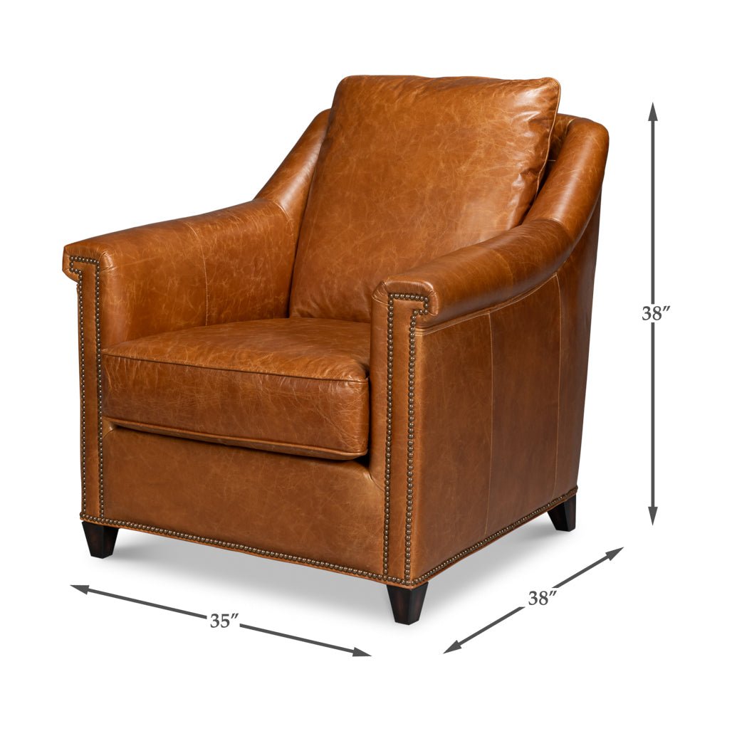 Light Brown Leather Accent Chair - English Georgian America
