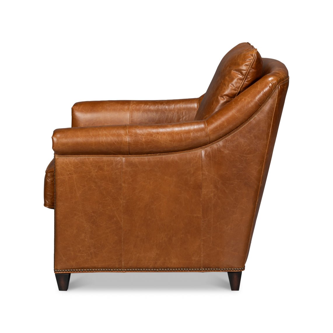 Light Brown Leather Accent Chair - English Georgian America