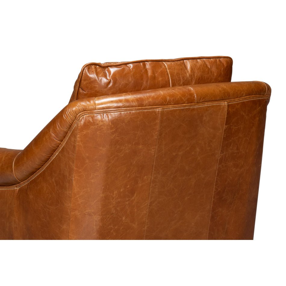 Light Brown Leather Accent Chair - English Georgian America