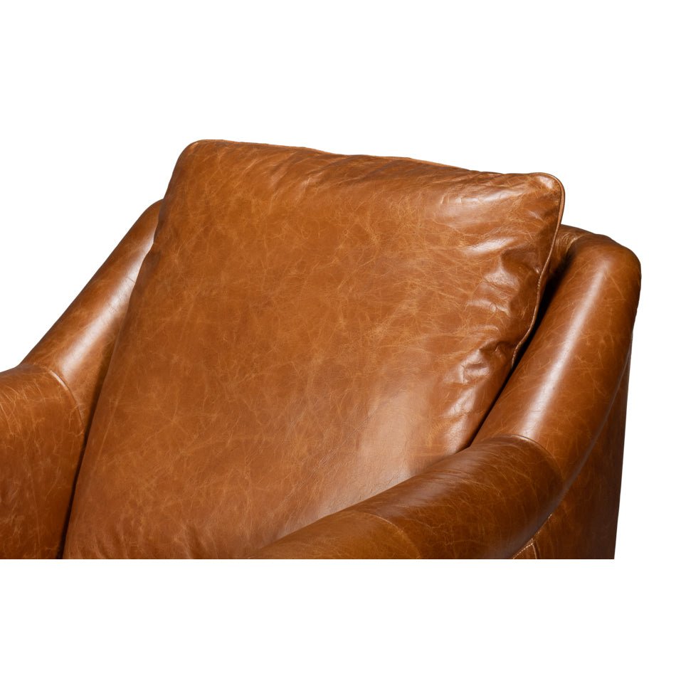 Light Brown Leather Accent Chair - English Georgian America