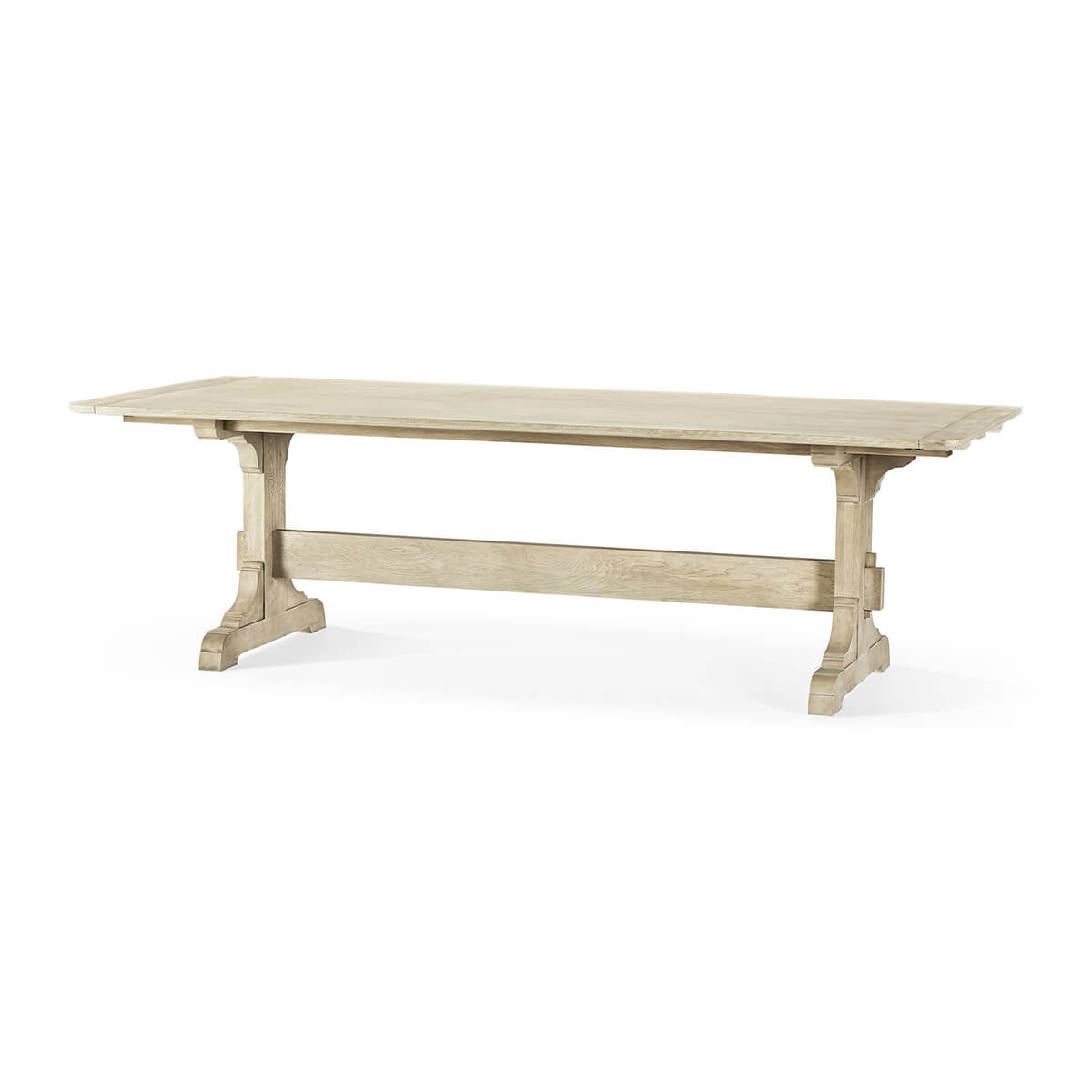 Light European Trestle End Dining Table - English Georgian America