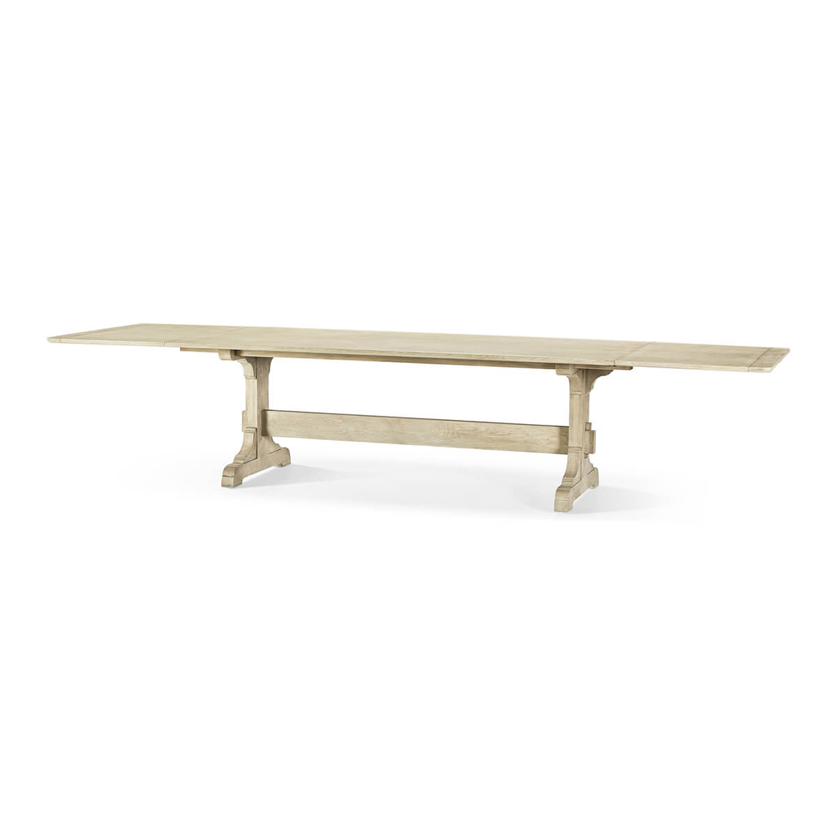 Light European Trestle End Dining Table - English Georgian America