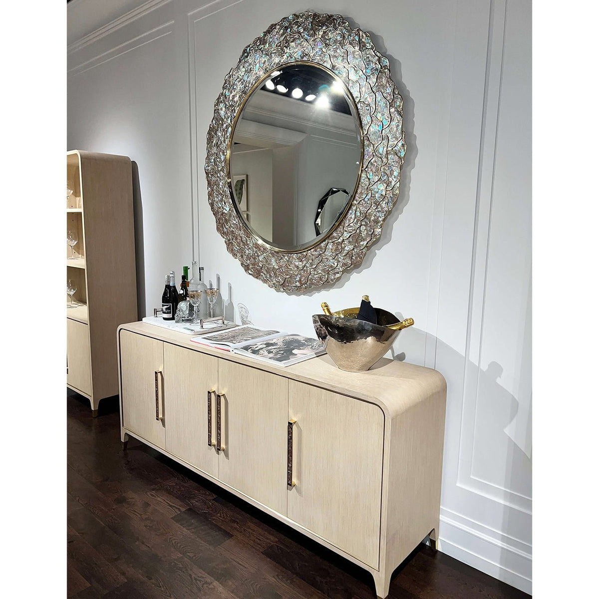 Light Hollywood Regency Sideboard Buffet - English Georgian America