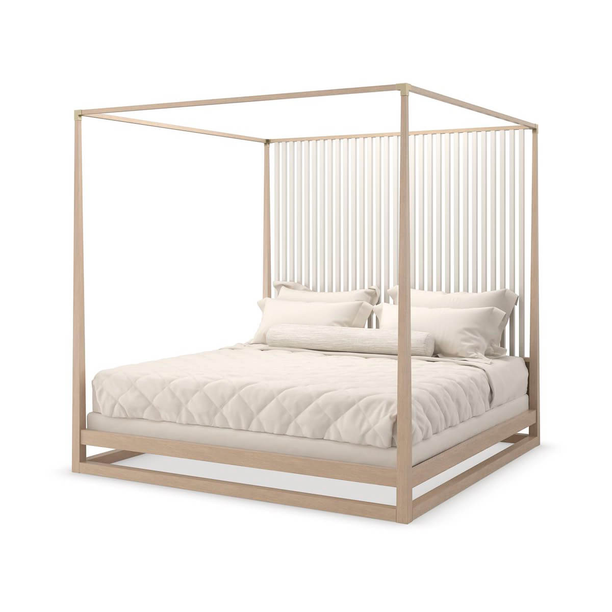 Light Mid Century Canopy Bed - US King - English Georgian America