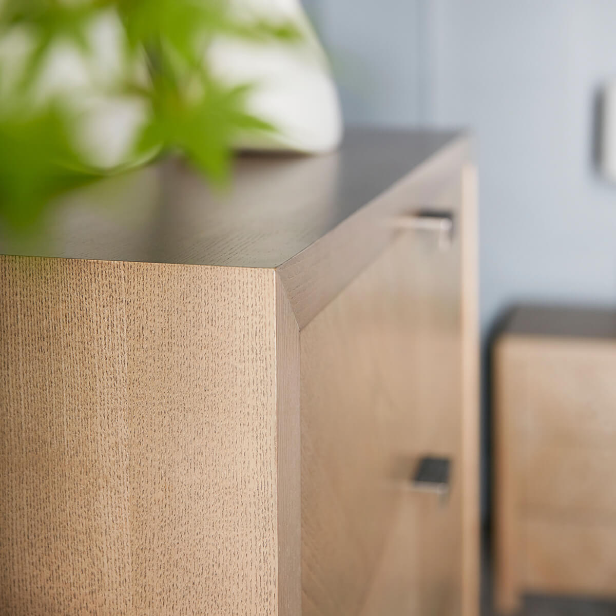 Light Modern Three Drawer Nightstand - English Georgian America