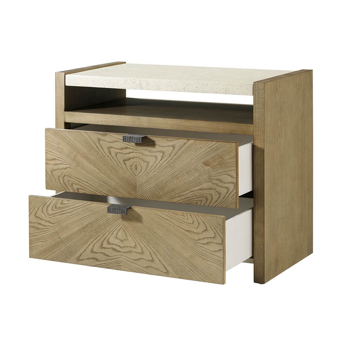 Light Modern Two Drawer Nightstand - English Georgian America