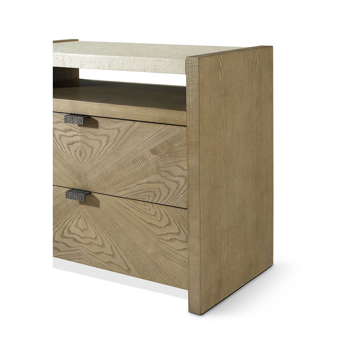 Light Modern Two Drawer Nightstand - English Georgian America