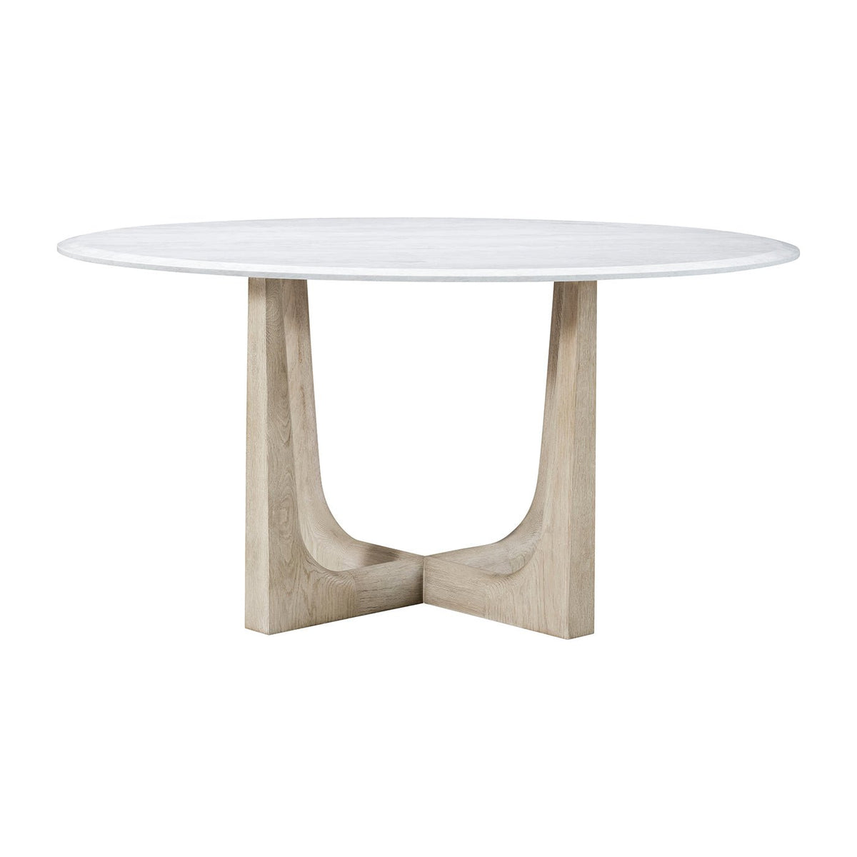 Light Oak and Quartz Round Dining Table - English Georgian America