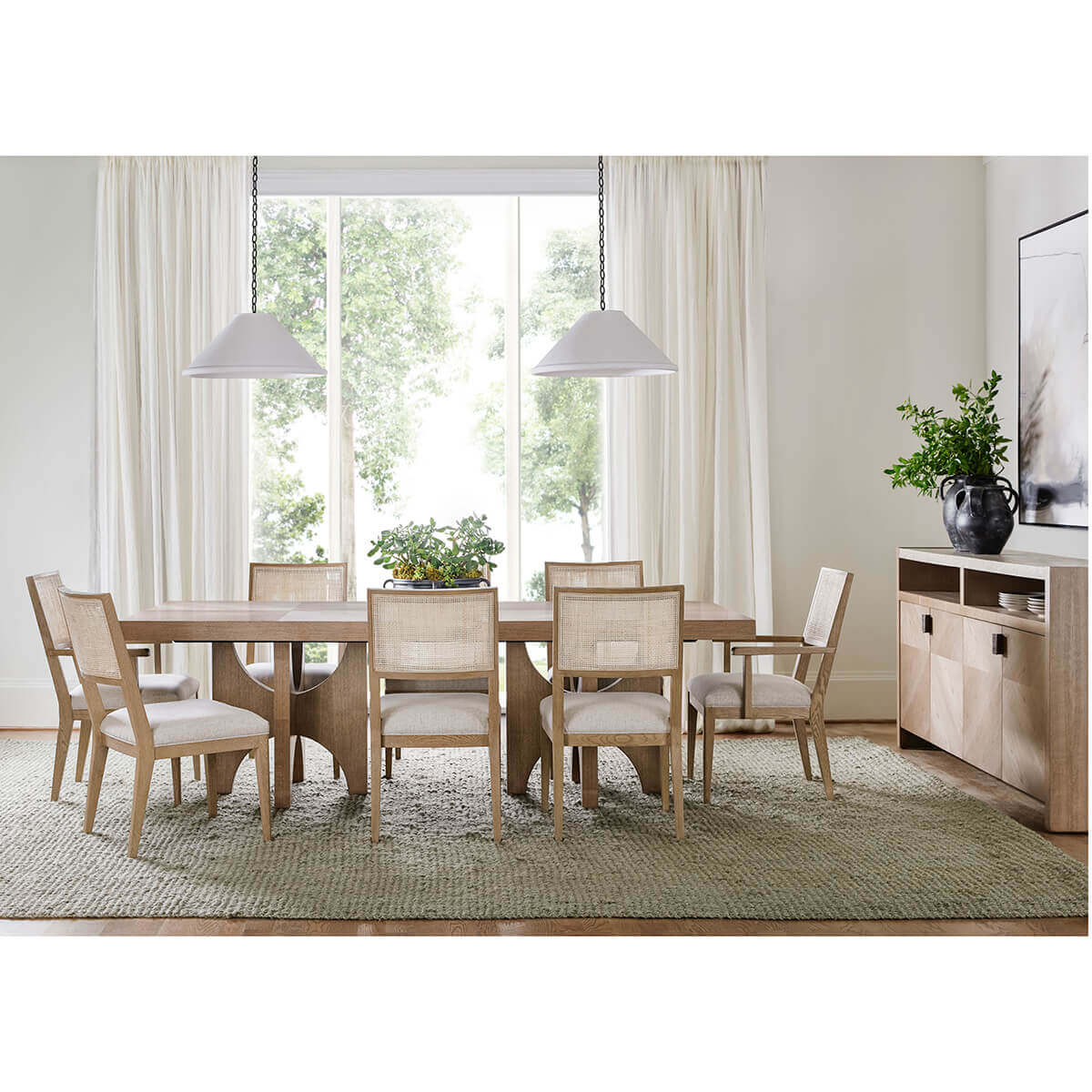 Light Oak Coastal Dining Arm Chair - English Georgian America