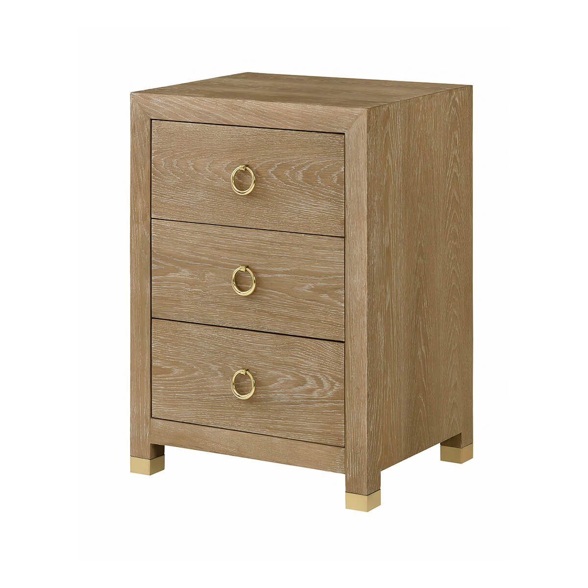 Light Oak Modern Bedside Chest - English Georgian America