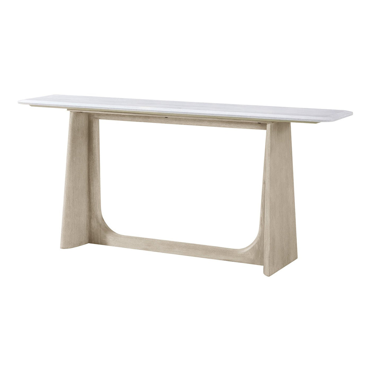 Light Oak Modern Quartz Top Console Table - English Georgian America