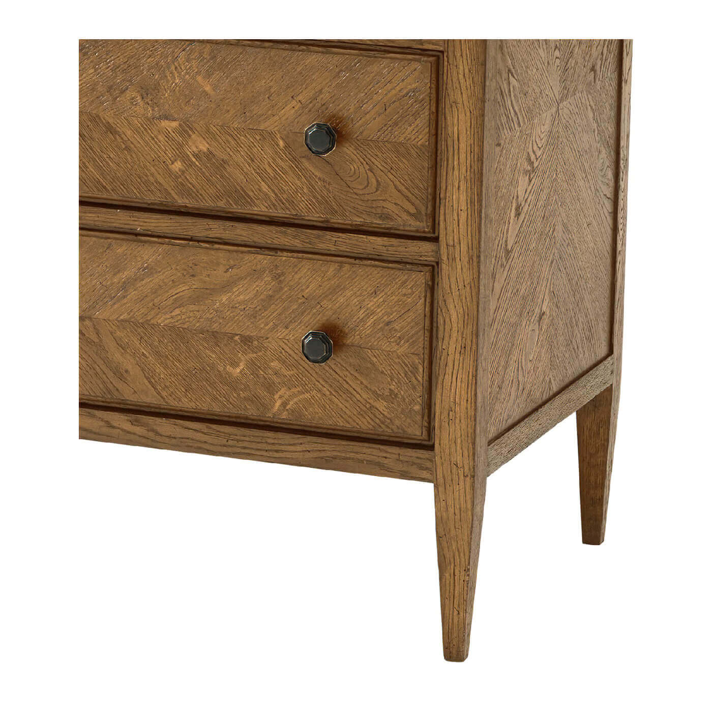 Light Oak Parquetry Six Drawer Dresser - English Georgian America