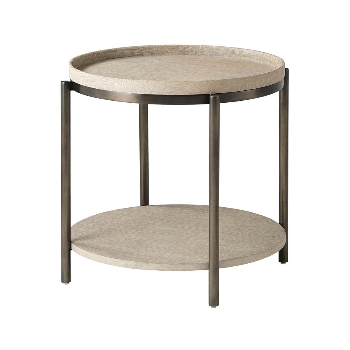 Light Oak Round Side Table - English Georgian America