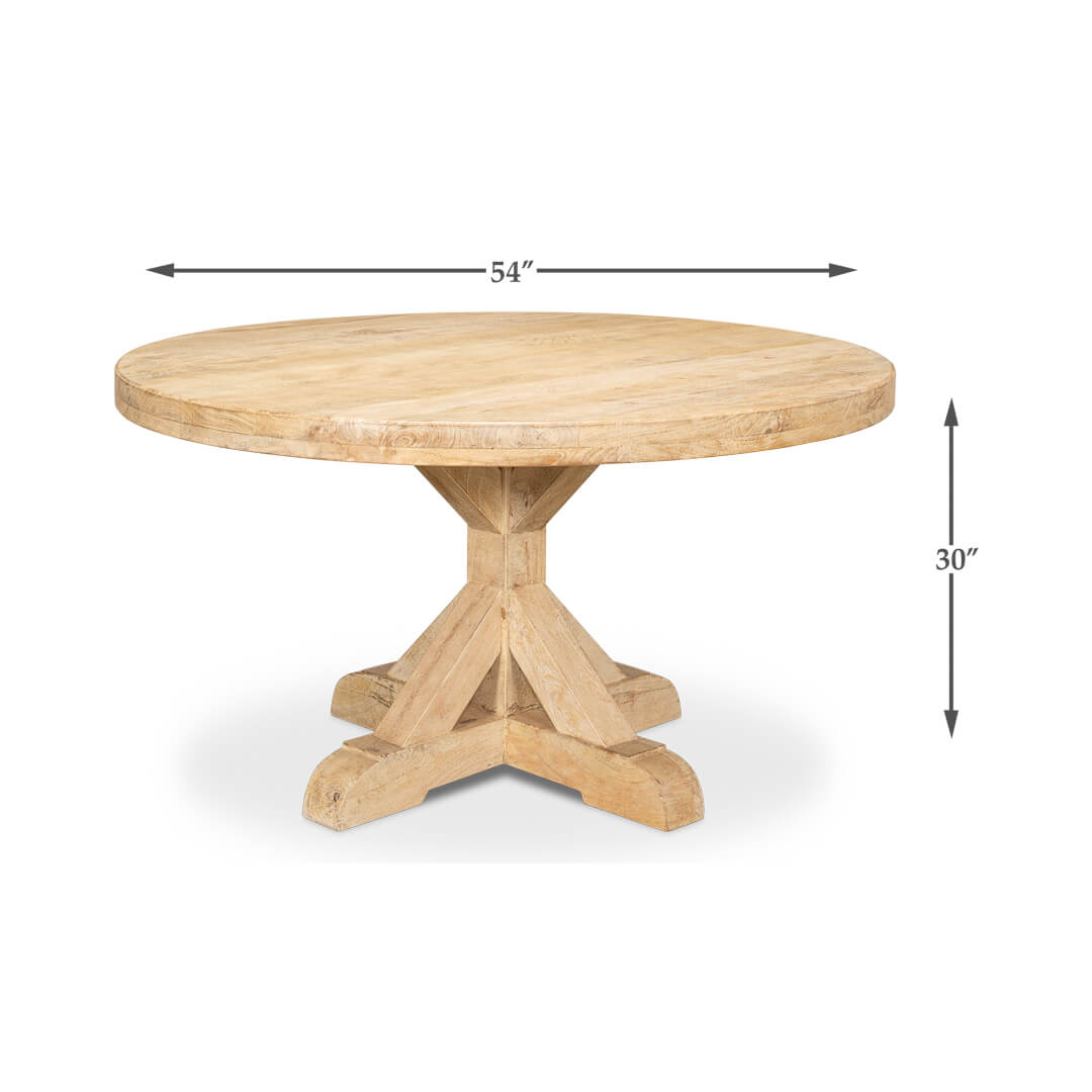 Light Wood Round Dining Table - English Georgian America