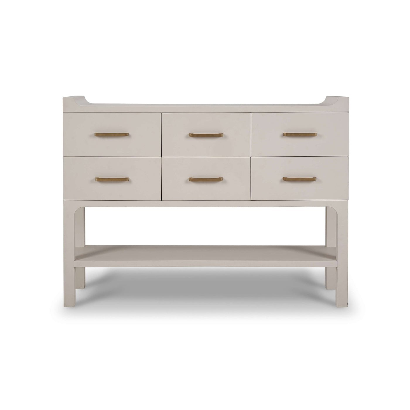 Linen Wrapped Modern Scandinavian Console Table - English Georgian America