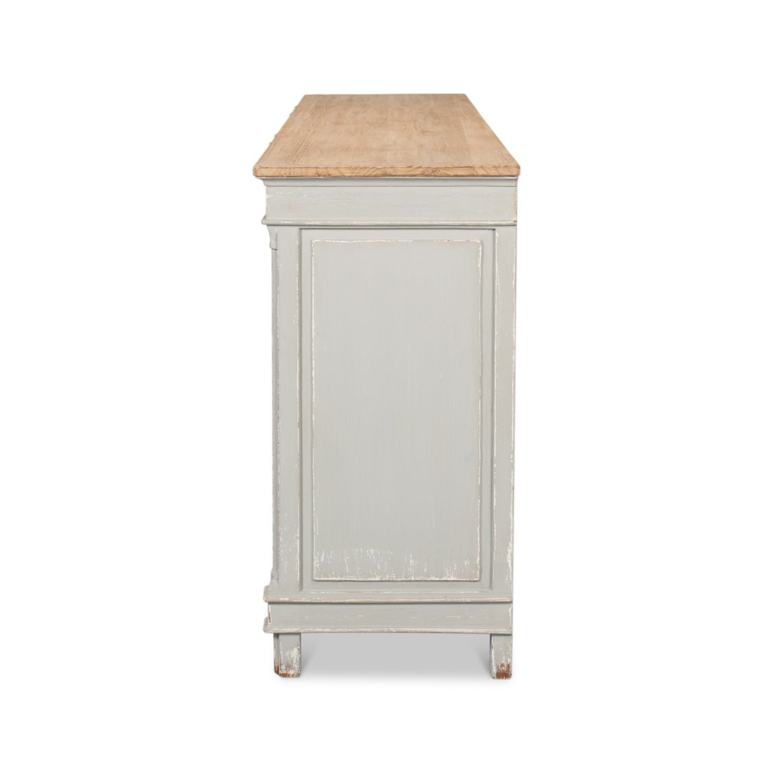 Long Directoire Style Antiqued Gray Buffet - English Georgian America