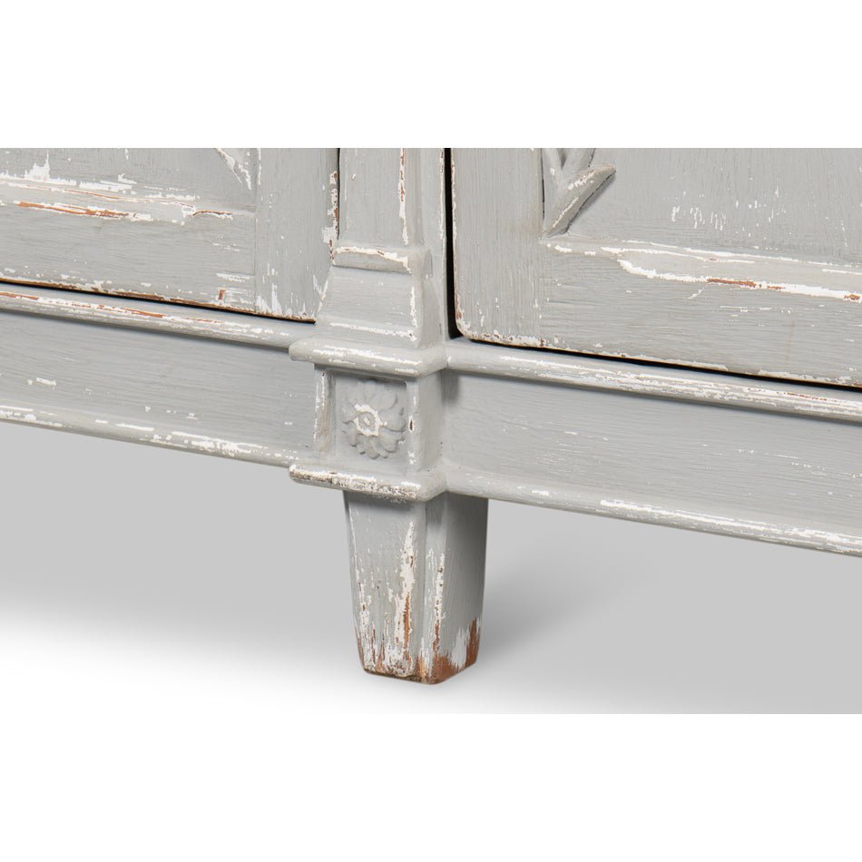 Long Directoire Style Antiqued Gray Buffet - English Georgian America