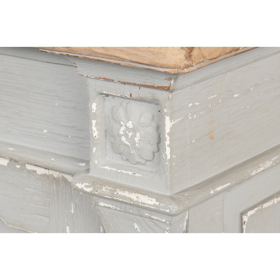 Long Directoire Style Antiqued Gray Buffet - English Georgian America