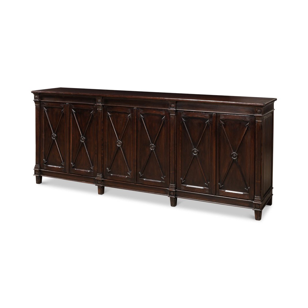 Long Directoire Style Dark Brown Buffet - English Georgian America